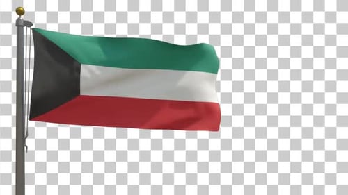Realistic Waving Kuwait Flag on Alpha Channel