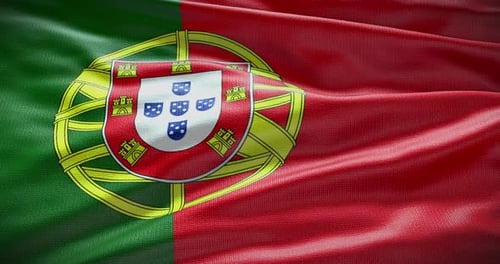 Realistic Waving Flag of Portugal Loop Animation
