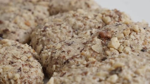 Nut Covered Cookies Closeup Footage