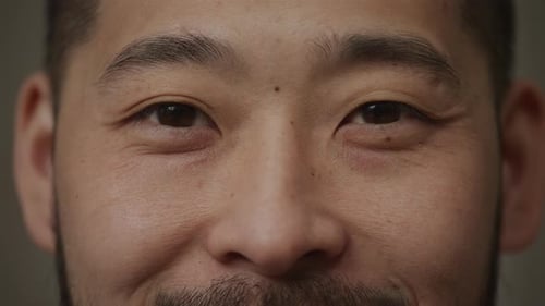 Blinking Eyes of an Asian Adult Man in Slow Motion