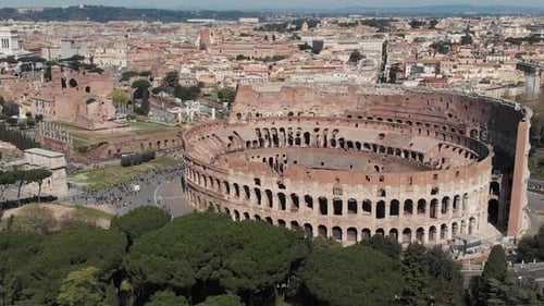 Aerial View of the Colosseum in Rome