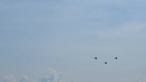 Planes fly in Formation Across Blue Sky