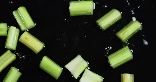 Fresh Celery Slices Overhead