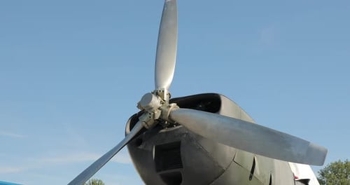 Closeup of the Propeller of an Old Restored Plane