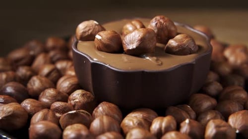 Chocolate with Hazelnuts Close Up