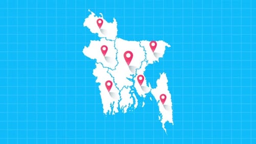 Animação colorida da localização do ponto do pino do mapa