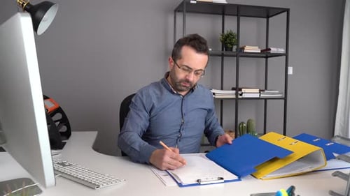 Stressed and nervous office worker.