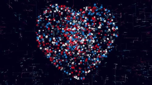 Futuristic Digital Heart Love Symbol Animation