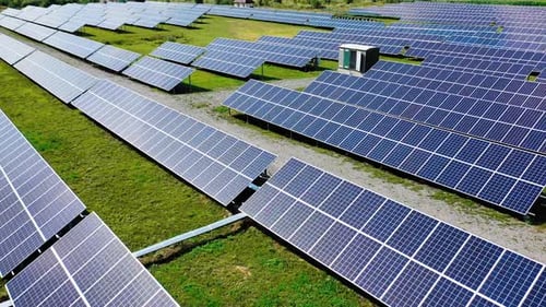 Rows of solar panels.