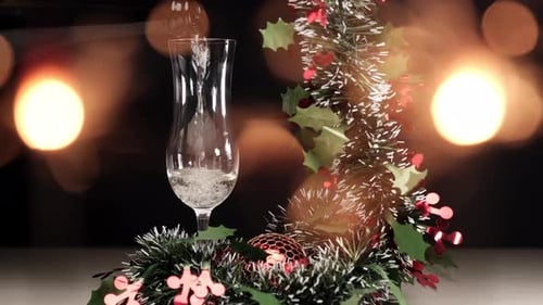 Champagne Pouring into Glass, Christmas Decorations
