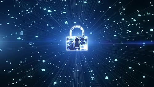 Digital Security Network Padlock Data Protection Loop