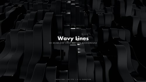 Modern Abstract Black Wavy Ribbons Motion Background Loop