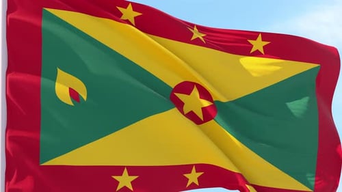 Realistic Grenada Flag Waving Seamless Loop Animation