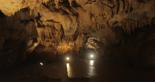 Beautiful Video of a Cave That is Underground with Beautiful Illuminated Stones