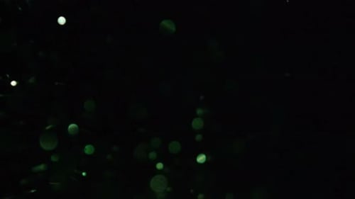 Abstract Green Particles Floating in Dark Space