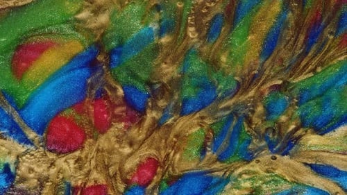 Abstract Shimmering Fluid Art Close Up
