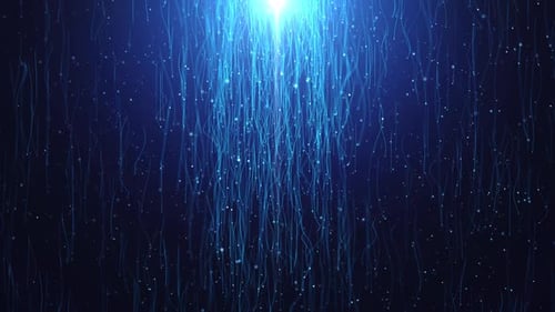 Particles and sparkles meteor shower falls glowing trails black in.