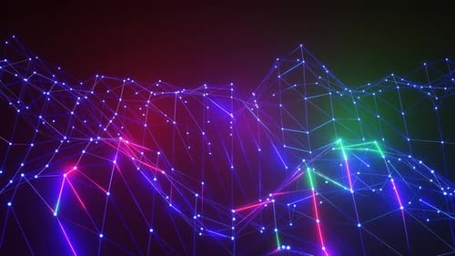 Efeito plexo. Conexão digital abstrata movendo pontos e linhas
