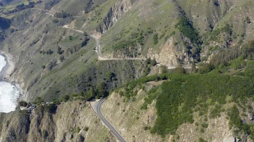 View of the road along the coast from the drone.