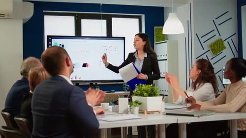 Successful Business Presentation in Modern Office