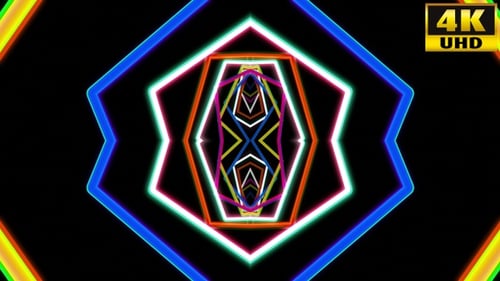Hypnotic Neon Geometric Tunnel Loop Background