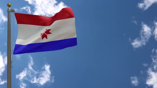 National Flag Waving in Blue Sky with Clouds Background