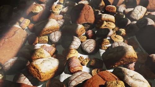 Delicious 3D Animation of Freshly Baked Bread Loaves and Pastries