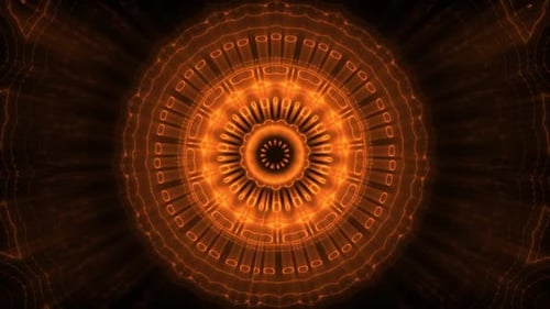 Abstract Glowing Orange Mandala Kaleidoscope Pattern Loop