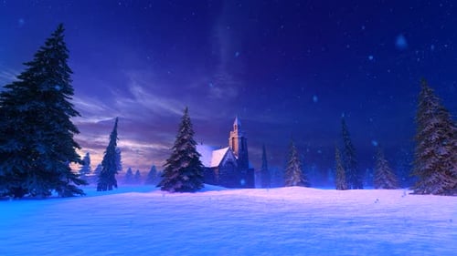 Temple In The Winter Forest