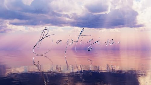 Elegant Cursive Baptism Title Reveal Over Reflective Water