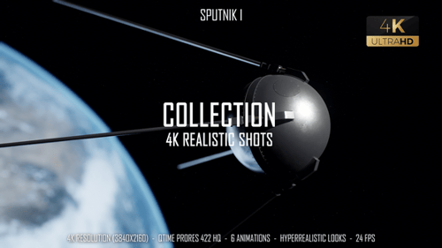 Sputnik 1 Satellite Orbiting Earth in Space