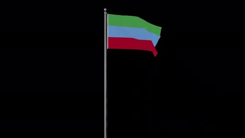 Realistic Dagestan Flag Waving on Flagpole Loop Animation
