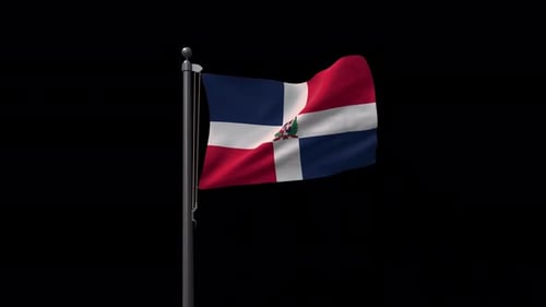 Dominican Republic Flag Waving on Flagpole