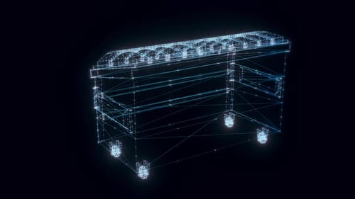 Digital Wireframe Dumpster Rotating Hologram Animation