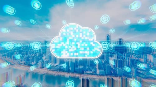 Futuristic Cloud Computing Network Connections Over Smart City