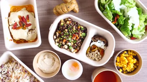 Delicious and Healthy Takeout Food on Table