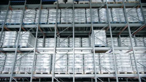 A Huge Warehouse at the Company for the Production of Finishing Putty