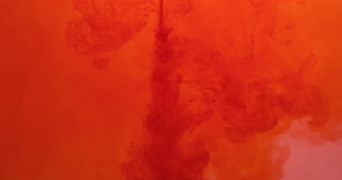 Vibrant Orange Ink Swirling Abstractly in Liquid