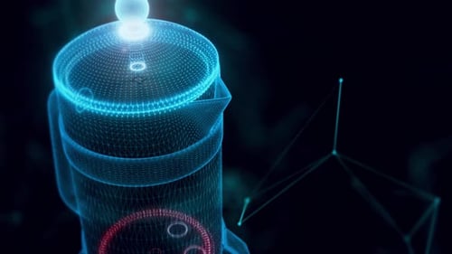 French Press Machine 3d Hologram Close Up 4k