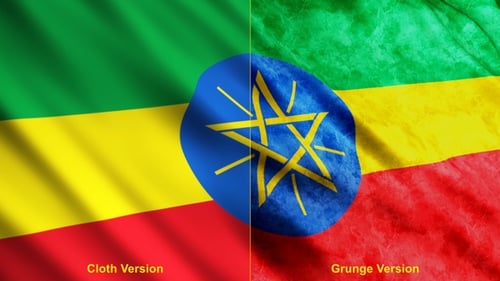 Waving Ethiopian Flag Animation: Clean and Grunge Versions