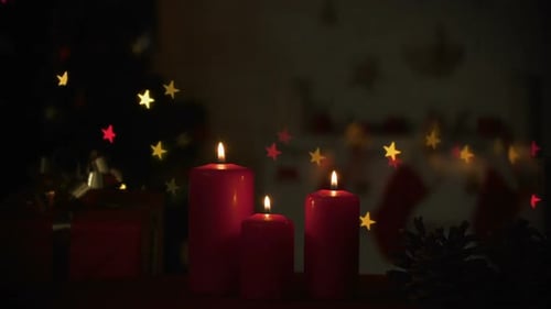 Festive Christmas Still Life with Burning Candles