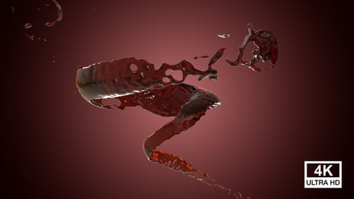 Abstract Swirling Dark Liquid Splash Element with Alpha Channel