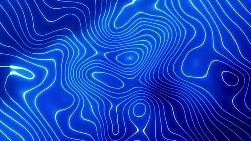 Fluid Blue Neon Abstract Topographic Lines Background