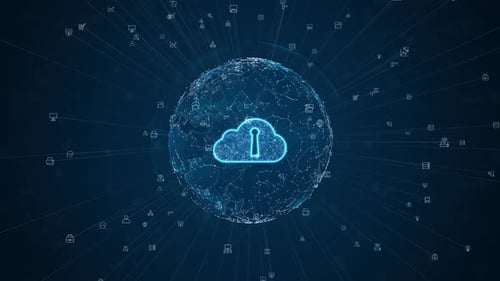 Global Data Network and Cloud Security Technology Animation