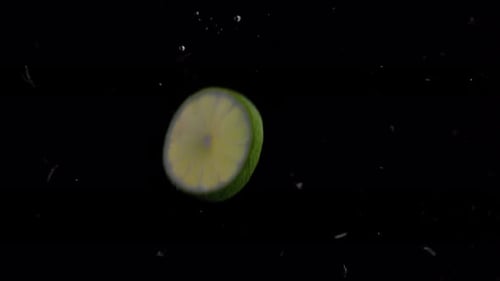 Lime Slice Spinning in Slow Motion