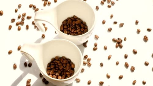 Coffee Beans in White Cups on White Surface