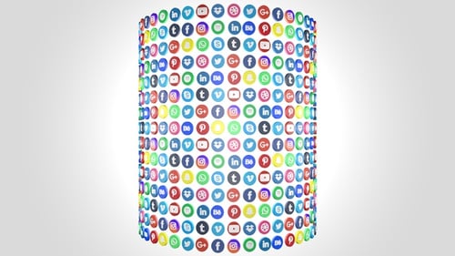 Colorful Social Media Icons Cylinder