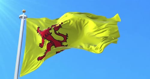 Yellow Flag with Red Lion Waving Animation