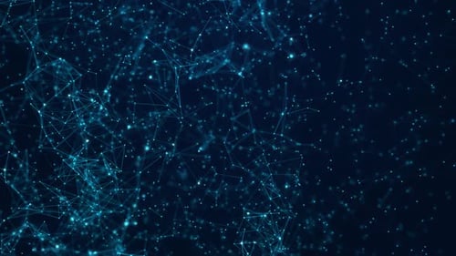 Plexus numérique abstrait, formes géométriques bleues, connexion et concept Web
