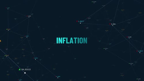Animated Corporate Network with Financial Data and Inflation Text